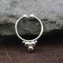 Traditional Real 925 Silver no Piercing Septum Nose Ring Indian tribal style 20g - £10.58 GBP