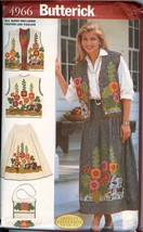 Butterick 4966 136 Misses Appliqued VESTS Skirts Bag Pattern UNCUT embroidery - $9.87