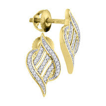 10kt Yellow Gold Womens Round Diamond Striped Cascading Stud Earrings 1/6 Cttw - £223.71 GBP