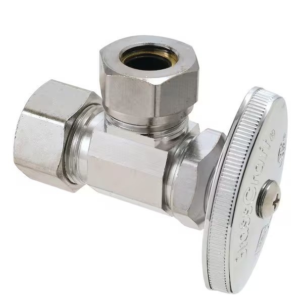 BrassCraft Multi Turn Angle Valve 1/2 Comp x 7/16, 1/2 Slip Joint Chrome... - $16.73