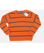 NEW! Polo Ralph Lauren Striped Boys Crewneck Sweater! 4  *Orange with St... - £32.63 GBP