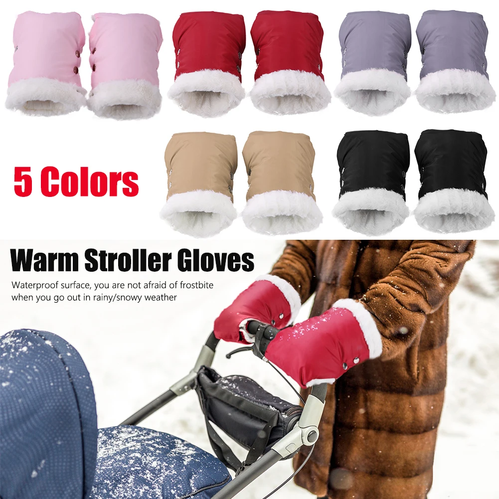 Play 1 Pair Winter Warm Stroller Gloves Waterproof Windproof Baby Cart Pram Flee - £25.57 GBP