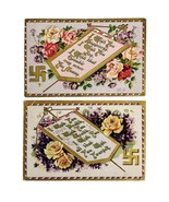 Good Luck Swastika Ancient Cross Embossed Postcard Early 1900s Floral We... - £17.15 GBP
