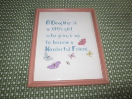 Framed A DAUGHTER...WONDERFUL FRIEND Counted Cross Stitch - 8.5&quot; x 10.5&quot; - £7.84 GBP