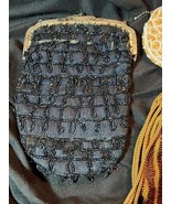 Antique Ladies Black Glass Beaded Evening Bag Fashion Purse Old Art Deco... - $120.25