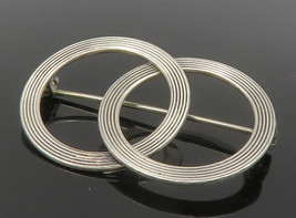 BEAU 925 Sterling Silver - Vintage Open Circles Interlocked Brooch Pin - BP5413 - £30.92 GBP