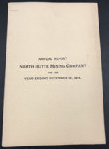1914 North Butte Mining Company Annual Report Montana Copper Gold Silver - £31.69 GBP