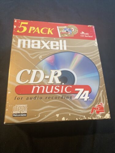 Maxell CD-R Music / 5 Pack / New / 74 MIN / For Audio Recording / CD-R74MU - $38.49