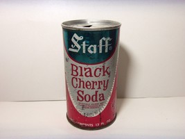 STAFF BLACK CHERRY SODA 12 OZ STEEL CAN  JERICHO, NY  VINTAGE - £14.86 GBP