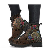 Combat Boots - Steampunk Inspired Design #13 with Black Lace Print | Bro... - £72.12 GBP