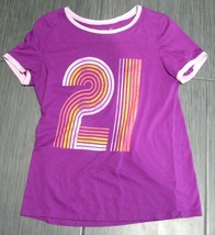 ARIZONA JEANS Women&#39;s Junior Short Sleeve Ringer T-Shirt Purple 21 Size M Medium - £6.31 GBP
