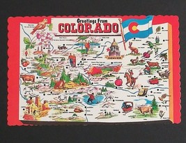 Greetings from Colorado State Map Dexter Press c1960s UNP Scallop Edge Postcard - $4.99