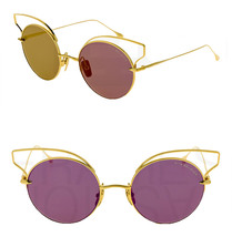 DITA BELIEVER Round 18K Gold Plated Pink Purple Flash Mirrored 23008 Sunglasses - £177.43 GBP