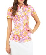 NWT IBKUL SUNNY DAY Pink Orange Short Sleeve Mock Golf Shirt XS S M L XL... - $44.99