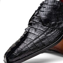 Cancun Genuine Hornback Caiman Crocodile Dress Derby's Shoes Black image 3