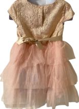 Little Lass Layered Tulle Party Dress Rose Gold Sparkle Glitter Girl's Size 4 image 7