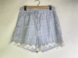 Entro Rick Rack Floral Trimmed High Rise Shorts Blue Womens Size S - $29.70