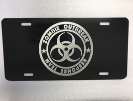 ZOMBIE RESPONSE TEAM Logo Car Tag Diamond Etched on Black Aluminum Licen... - £18.35 GBP