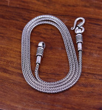 925 Oxidized Sterling Silver Diamond Cut Wheat Spiga Rope Chain Necklace Italy - £215.03 GBP