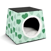 Mondxflaur Green Hearts Cat Beds for Indoor Cats Cave Bed 3 in 1 Pet House - £26.33 GBP