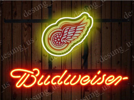 New Budweiser Detroit Red Wings Beer Neon Sign 19&quot;x15&quot; Ship  - £120.39 GBP