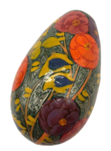 Handpainted VTG Egg Asian Russian Style Floral Unique Pansies Rich Colors Easter - £22.04 GBP