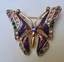 Butterfly Enameled Rhinestone brooch pin - $35.00