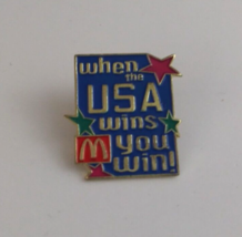 McDonald&#39;s When The USA Wins You Win! McDonald&#39;s Employee Lapel Hat Pin - £5.83 GBP