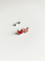 Mini Carnelian Butterfly Earrings in Silver - £23.43 GBP