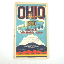 Vintage 1938 Official Ohio Highway Map Cities &amp; Villages Index Eastern U.S. Map - £15.71 GBP