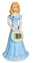 1982 Vintage Enesco Growing Up Birthday Girls Figurine Brunette 14 Blue Dress - £6.31 GBP