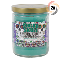 2x Jars Smoke Odor Sugar Skull Smoke Exterminator Candle | 13oz | 70 Hrs Burn - £26.26 GBP