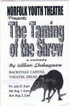 Program Taming Of The Shrew Norfolk Youth Theatre Backstage Capitol Thea... - $4.94