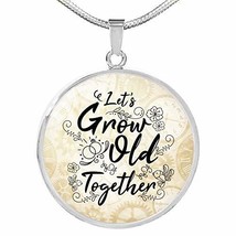 Express Your Love Gifts Let&#39;s Grow Old Together Circle Necklace Engraved 18k Gol - £51.72 GBP