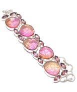 Bi-Color Tourmaline, Kunzite Gemstone Handmade Jewelry Bracelet 7-8&quot;  - $18.99