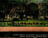 Floral Design Life is Worth Living Grand Circus Park Detroit MI DB Postc... - $2.92
