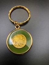 Indian Head Nickel Coin In Vintage Epoxy Keychain Antique Coin Gold-tone - £15.23 GBP
