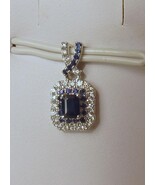 Diamonds 0.20ct Sapphire 4X3mm 10K White Gold Pendant - $650.05