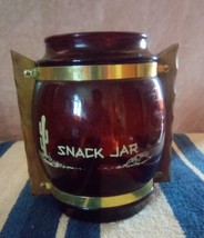 Vintage Siesta Ware Amber / Brown Snack Jar Glass and Wood - £22.97 GBP
