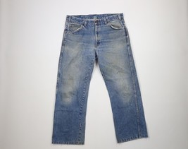 Vintage 90s Streetwear Mens 34x29 Thrashed Bootcut Denim Jeans Blue Cott... - $39.55