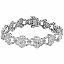 Diamond Link Statement Designer Bracelet Ladies 10K White Gold Round Cut 7.35 Ct - £257.47 GBP