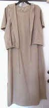 Studio Ease Sleeveless Dress W S/S Jacket 2 Pc Hooded Khaki Tan Women&#39;s 12 - £22.73 GBP
