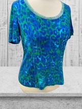 St John Sport spandex blend blue camouflage short sleeve pullover tunic Small - £44.69 GBP