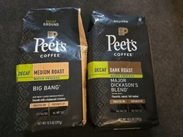 2 Pc Peet&#39;s COFFEE DECAF Major Dickasons/Big Bang GROUND 10.5 OZ (MO6) - $23.71