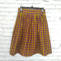 Colorful Geometric A-Line Skirt Womens Small Art Pleated Pockets Handmade - $24.99