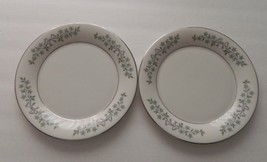 Castleton China USA Two Salad Plates Forever After pattern White w/ Blue... - $9.89