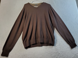 Johnston &amp; Murphy Sweater Mens Size Large Brown Knit Silk Long Sleeve V Neck EUC - £19.25 GBP