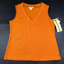 New Vintage Sears Tank Top Blouse Vest Womens 12 Orange Ribbed Polyester - £9.58 GBP
