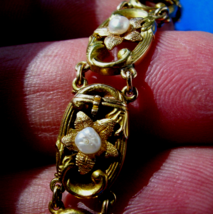Antique Art Nouveau Bracelet Solid 15k Gold Deco Statement 2 tone Links ... - $4,460.25