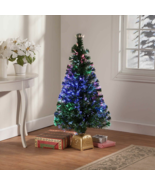 4-Foot Tall Beautiful Fiber Optic Christmas Tree w/ Gold Tone Base Holid... - £118.47 GBP